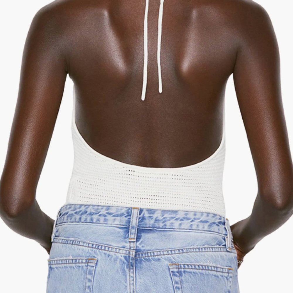 NWT Frame Crochet Halter-neck Bodysuit White size XS - Picture 2 of 4